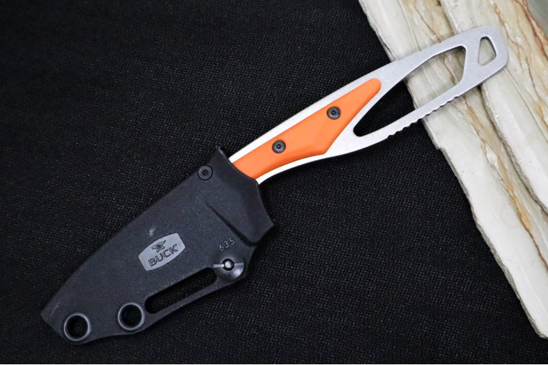 Buck 635ORS Paklite Cape Knife - 420HC Steel / Skeletonized Steel & Orange GFN Handle / Black Kydex Sheath 635ORS