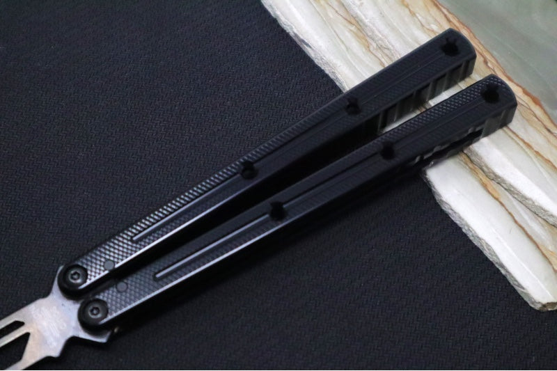 Squid Industries Krake Raken V3 Trainer - Black Aluminum Handle / "Inked Black" Finished Stainless Steel Blade / Bushing System - Northwest Knives