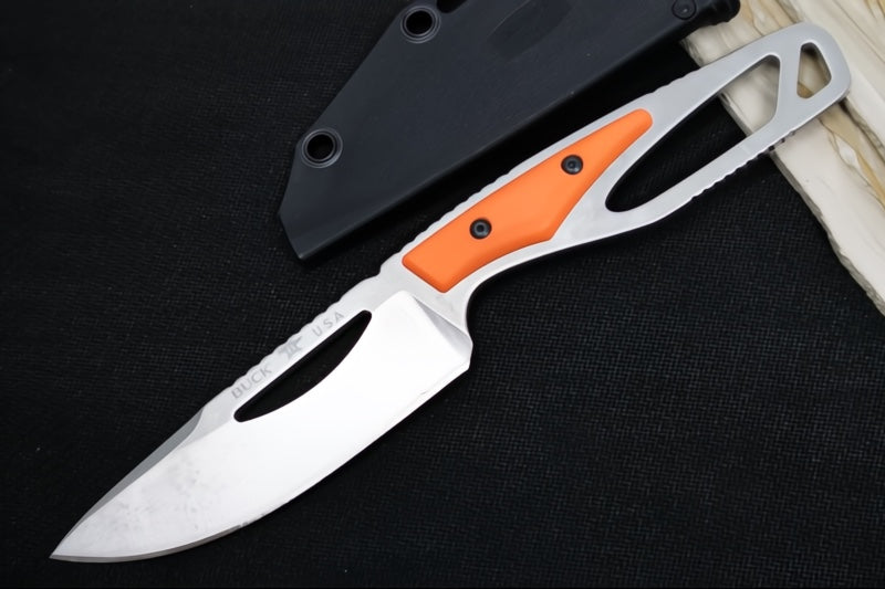 Buck 0631ORS-B Paklite Field Knife - 420HC Steel / Skeletonized Steel & Orange GFN Handle / Black Kydex Sheath 0631ORS-B