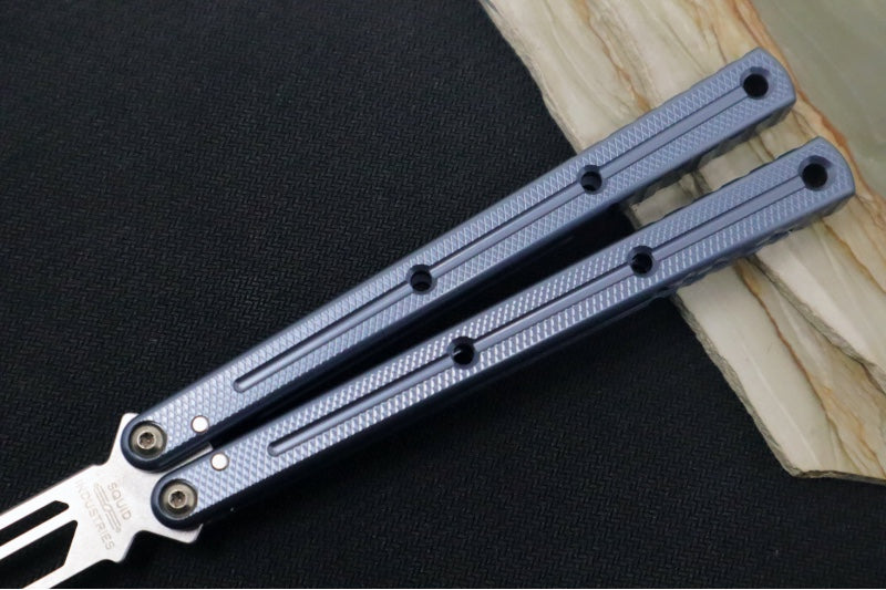 Squid Industries Krake Raken V3 Trainer - Blue Aluminum Handle / Gunmetal Finished Stainless Steel Blade / Bushing System