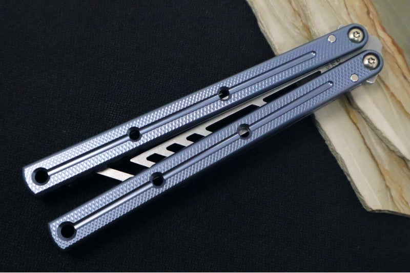 Squid Industries Krake Raken V3 Trainer - Blue Aluminum Handle / Gunmetal Finished Stainless Steel Blade / Bushing System