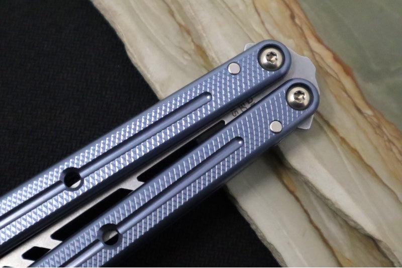 Squid Industries Krake Raken V3 Trainer - Blue Aluminum Handle / Gunmetal Finished Stainless Steel Blade / Bushing System