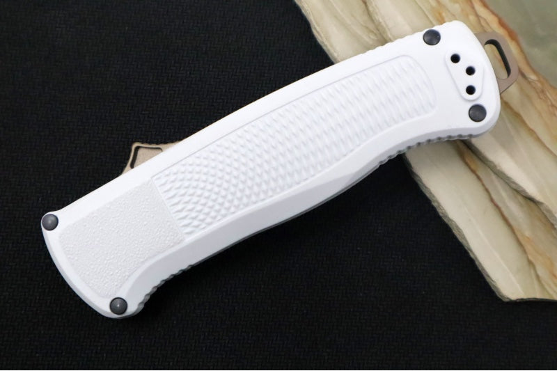 Benchmade 5370FE-02 Shootout OTF - Flat Earth Coated Blade / Tanto Style / Cool Grey CF-Elite Handle - Northwest Knives