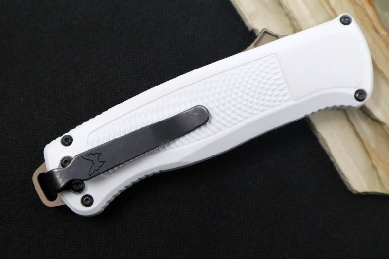 Benchmade 5370FE-02 Shootout OTF - Flat Earth Coated Blade / Tanto Style / Cool Grey CF-Elite Handle - Northwest Knives