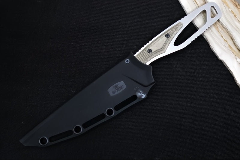 Buck 636GRS Paklite Processor Pro Fixed Blade - CPM-S35VN Steel / Stonewashed Finish / Skeletonized Steel Handle with Green Canvas Micarta Handle / Black Polypropylene Sheath 0636GRS-B