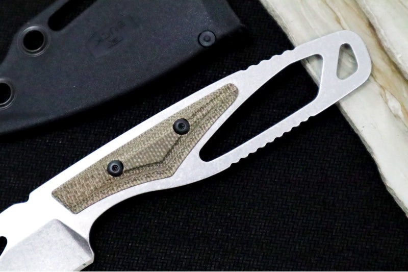 Buck 630GRS Paklite Hide Pro Fixed Blade - CPM-S35VN Steel / Stonewashed Finish / Skeletonized Steel Handle with Green Canvas Micarta Handle / Black Polypropylene Sheath 0630GRS-B