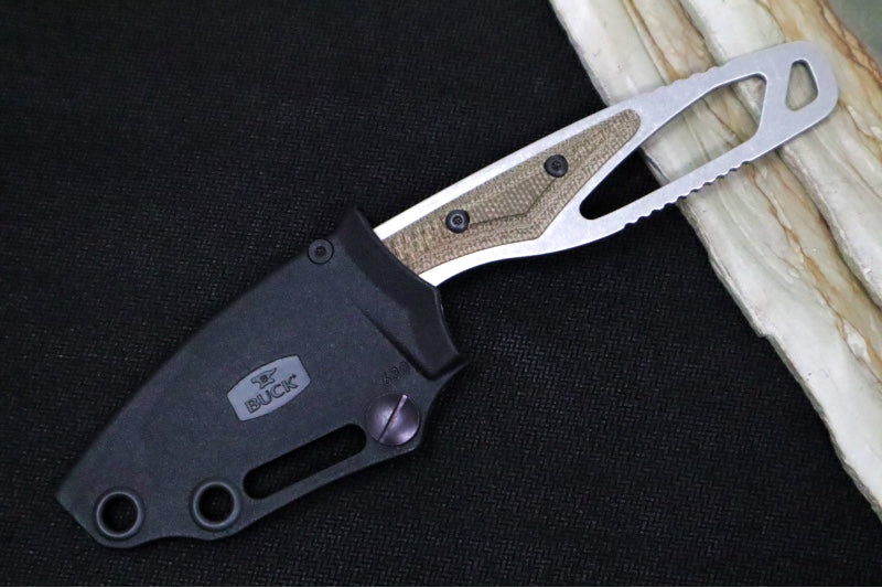 Buck 630GRS Paklite Hide Pro Fixed Blade - CPM-S35VN Steel / Stonewashed Finish / Skeletonized Steel Handle with Green Canvas Micarta Handle / Black Polypropylene Sheath 0630GRS-B - Northwest Knives