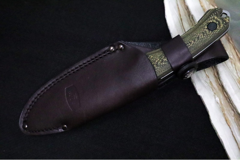 Buck 664 Alpha Hunter Pro Fixed Blade - CPM-S35VN Steel / Satin Finish / Layered Gorge Patterned Richlite Handle / Brown Leather Sheath 0664BRS-B