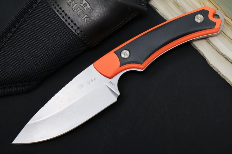 Buck 664 Alpha Hunter Hunting Knife - 420HC Blade / Orange GFN Handles with Versaflex Inserts Handle / Black Polyester Sheath 0664ORS-B