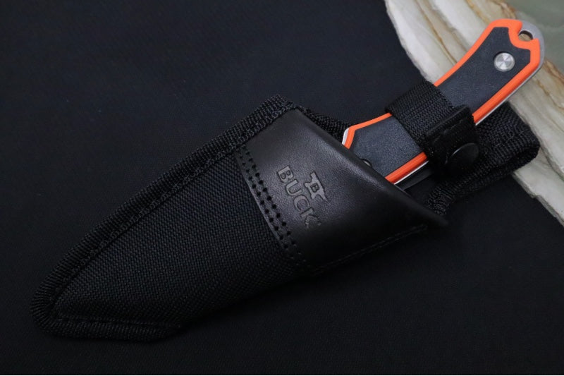 Buck 664 Alpha Hunter Hunting Knife - 420HC Blade / Orange GFN Handles with Versaflex Inserts Handle / Black Polyester Sheath 0664ORS-B