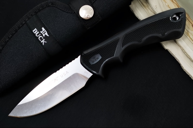Buck 685 Bucklite MAX II Large Hunting Knife - 420HC Steel / Black Dynaflex Rubber Handle / Black Nylon Sheath 0685BKS-B