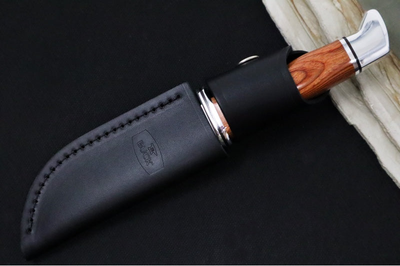 Buck 103 Skinner Heritage Knife - 420HC Steel / DymaLux Cocobolo Heritage Handle / Black Leather Sheath 0103CCS1-B