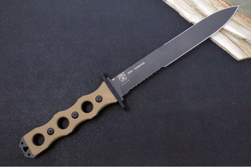 Benchmade 185SBK-1 SOCP Fixed Blade - Dagger Blade with Serrations / Cobalt Black Finish / CPM-3V
