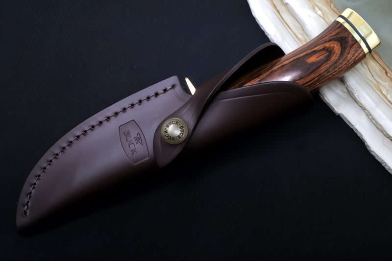 Buck 191BR Zipper Hunting Knife - 420HC Steel / Heritage Walnut Handle / Brown Leather Sheath 0191BRG-B