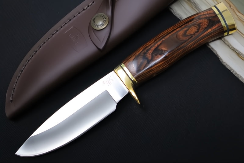 Buck 192 Vanguard Hunting Knife - 420HC Steel / Heritage Walnut DymaLux Handle / Brown Leather Sheath 0192BRS-B