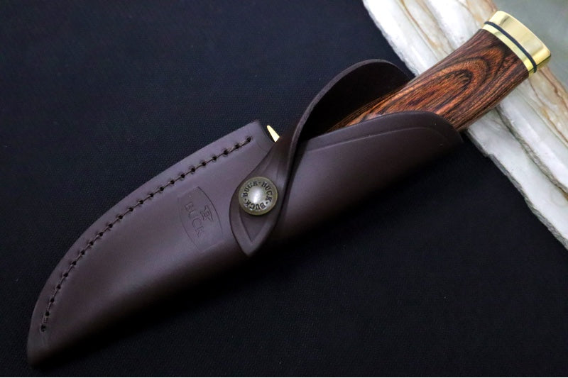 Buck 192 Vanguard Hunting Knife - 420HC Steel / Heritage Walnut DymaLux Handle / Brown Leather Sheath 0192BRS-B