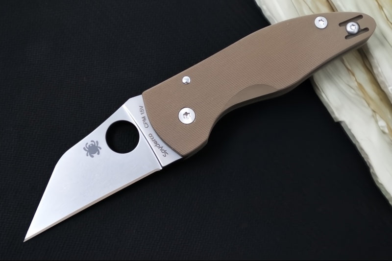Spyderco Microjimbo SPRINT RUN - Brown G10 Handle / Satin Wharncliffe Blade / CPM-15V - C264GPBN15V
