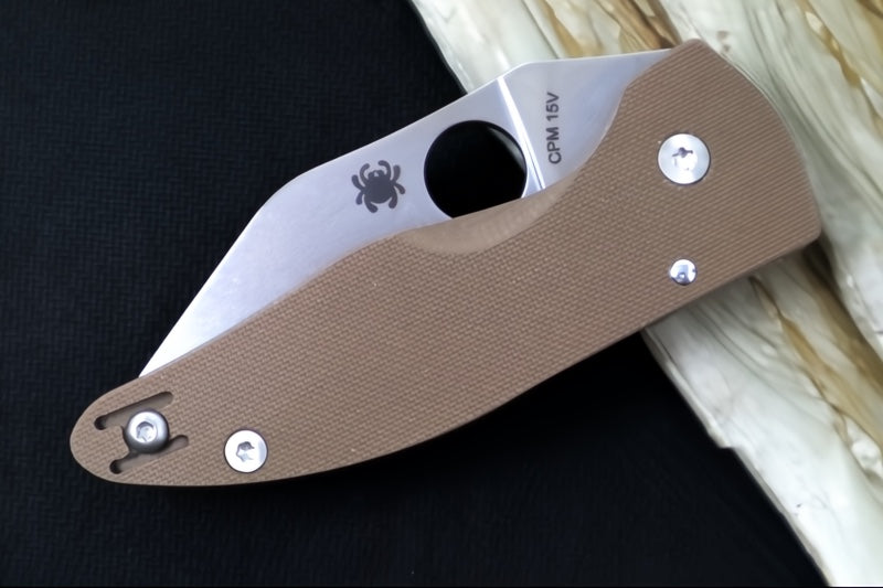 Spyderco Microjimbo SPRINT RUN - Brown G10 Handle / Satin Wharncliffe Blade / CPM-15V - C264GPBN15V
