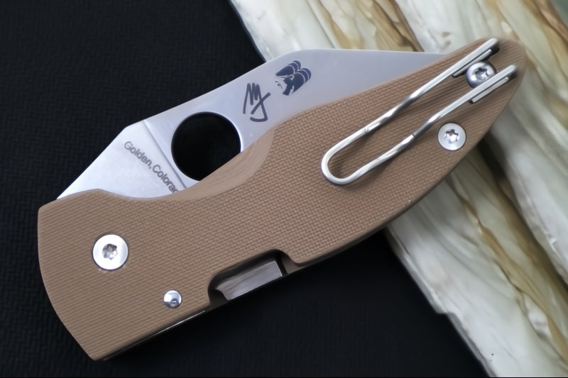 Spyderco Microjimbo SPRINT RUN - Brown G10 Handle / Satin Wharncliffe Blade / CPM-15V - C264GPBN15V