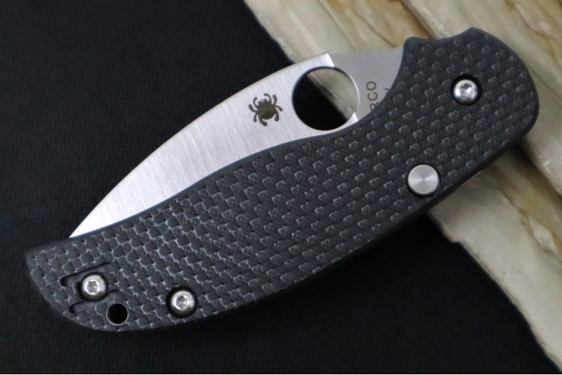 Spyderco Sage 6 Button Lock SPRINT RUN - Black Carbon Fiber Handle / Satin Blade / CPM-S90V Steel - C123CFBCLS90VP