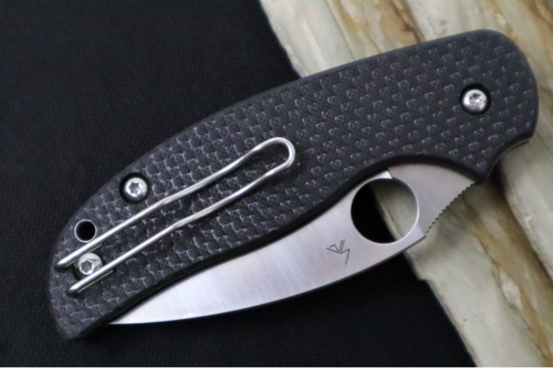 Spyderco Sage 6 Button Lock SPRINT RUN - Black Carbon Fiber Handle / Satin Blade / CPM-S90V Steel - C123CFBCLS90VP