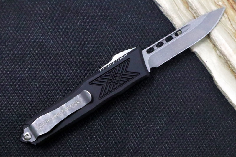 Guardian Tactical GTX-025 OTF - Stonewash Finish / Elmax Steel / Drop Point Blade / Black Anodized Aluminum Handle 12-3511