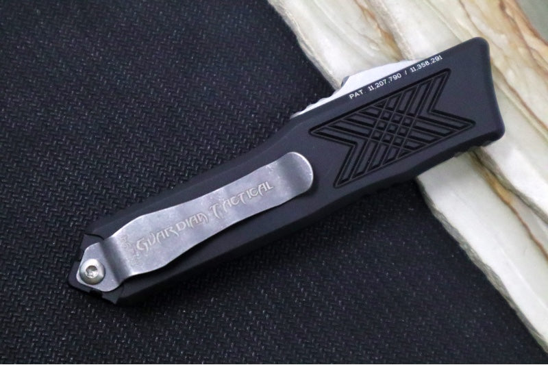 Guardian Tactical GTX-025 OTF - Stonewash Finish / Elmax Steel / Drop Point Blade / Black Anodized Aluminum Handle 12-3511