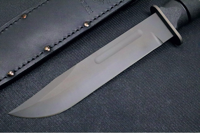 Spartan Blades KA-BAR Fixed Blade - Black Clip Point Blade / Black Leather Sheath SB54BKBKLTBK - Northwest Knives