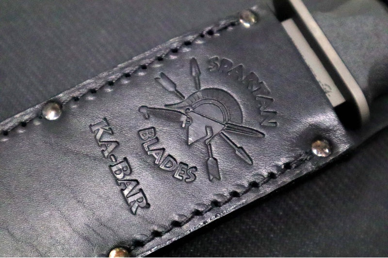 Spartan Blades KA-BAR Fixed Blade - Black Clip Point Blade / Black Leather Sheath SB54BKBKLTBK