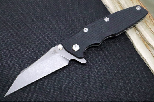 Rick Hinderer Knives Eklipse 3.5" - Wharncliffe - Working Finish - Black G-10 & Titanium Handle