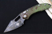 Microtech Stitch Auto Outbreak - Wharncliffe Blade / Darkwash Outbreak Finish / Outbreak Green Anodized Aluminum with Blood Splatter 169-1OBS - Northwest Knives