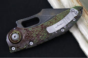 Microtech Stitch Auto Outbreak - Wharncliffe Blade / Darkwash Outbreak Finish / Outbreak Green Anodized Aluminum with Blood Splatter 169-1OBS - Northwest Knives