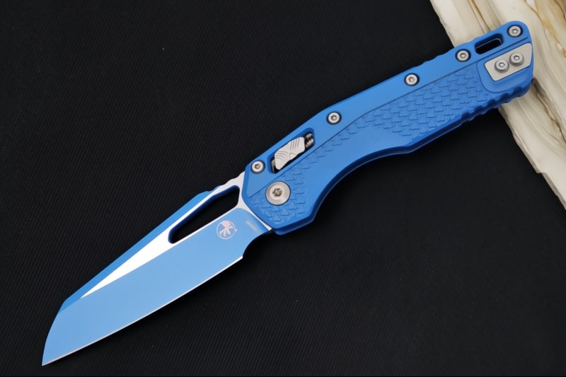 Microtech MSI Manual Folder - Blue Cerakoted Finished Blade / Blue Polymer w/ Trim-Grip Handle 210T-PMCBL