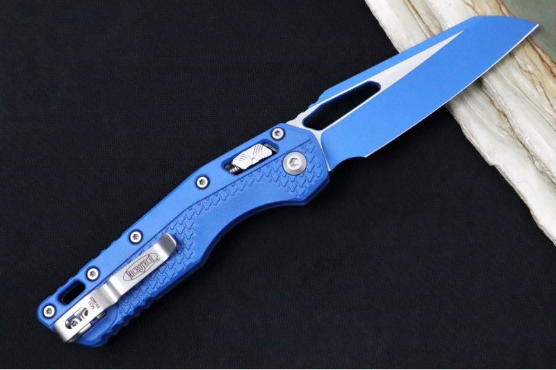 Microtech MSI Manual Folder - Blue Cerakoted Finished Blade / Blue Polymer w/ Trim-Grip Handle 210T-PMCBL - Northwest Knives