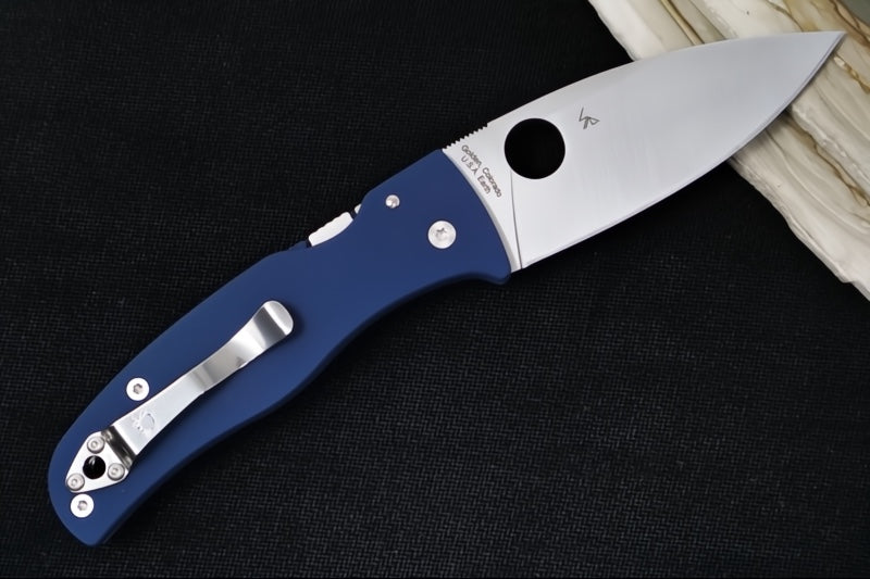Spyderco Bodacious - Cobalt Blue G-10 Handle / CPM-SPY27 Steel / Satin Leaf Shaped Blade C263GPCBL - Northwest Knives