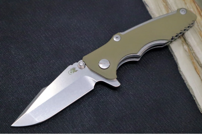 Rick Hinderer Knives Eklipse 3.0" - Harpoon Spanto / Stonewash Finish / OD Green G-10