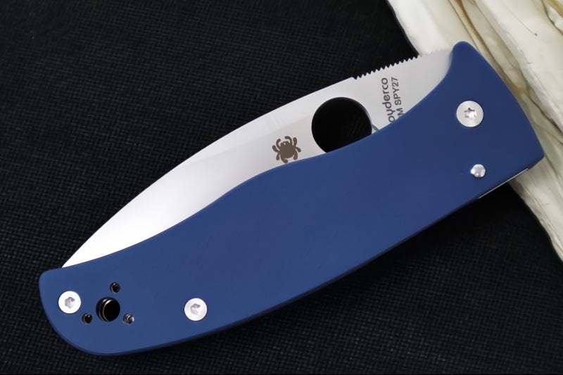 Spyderco Bodacious - Cobalt Blue G-10 Handle / CPM-SPY27 Steel / Satin Leaf Shaped Blade C263GPCBL