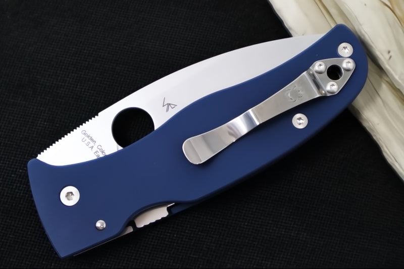 Spyderco Bodacious - Cobalt Blue G-10 Handle / CPM-SPY27 Steel / Satin Leaf Shaped Blade C263GPCBL