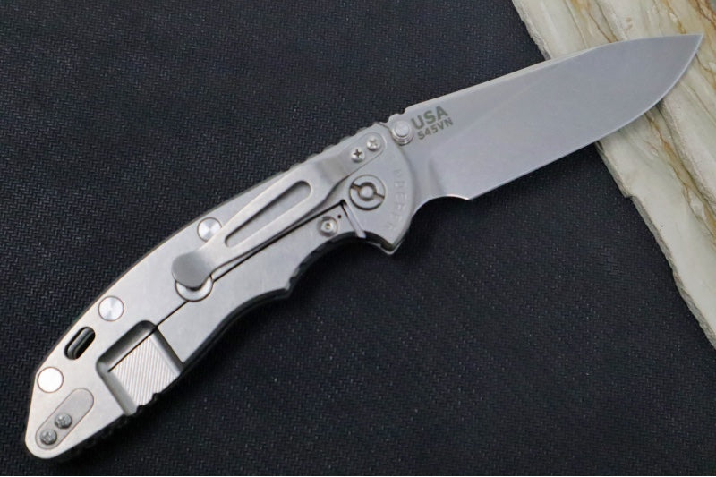 Rick Hinderer Knives XM-18 3.5" Nonflipper - Stonewashed Finish / Slicer Blade / Translucent Green G10 Handle