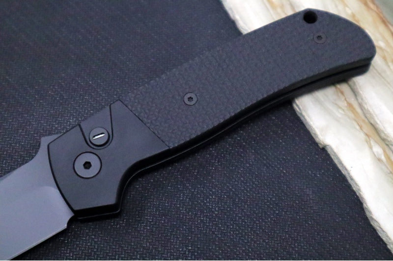 Pro Tech Terzuloa ATCF Operator Auto - Black Aluminum Handle & Textured Black G-10 Inlays / Tritium Push Button / Black DLC Drop Point Blade / CPM-Magnacut Steel BT2715-OPERATOR