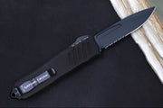 Guardian Tactical Recon 040 OTF - Serrated Drop Point / Black Blade / Elmax Steel / Black Anodized Aluminum Handle 113112 - Northwest Knives