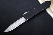 Guardian Tactical Recon 040 OTF - Serrated Drop Point / Stonewashed Blade / Elmax Steel / Black Anodized Aluminum Handle 113512 - Northwest Knives