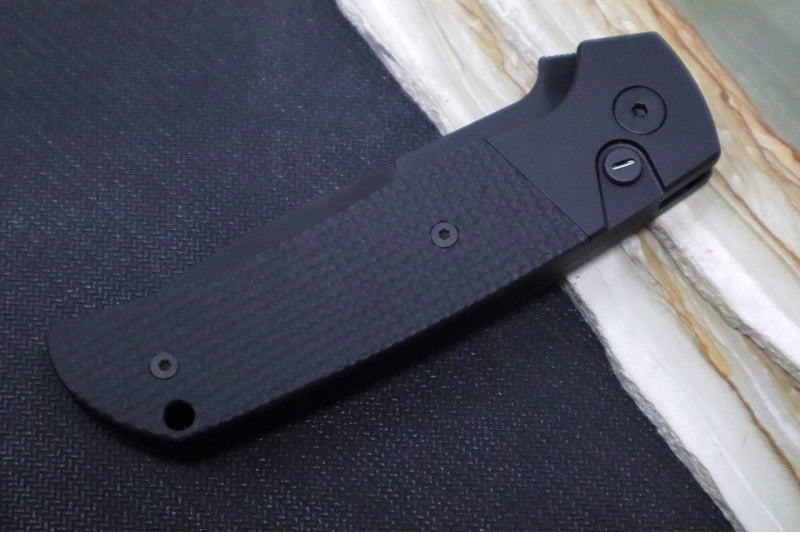 Pro Tech Terzuloa ATCF Operator Auto - Black Aluminum Handle & Textured Black G-10 Inlays / Tritium Push Button / Black DLC Drop Point Blade / CPM-Magnacut Steel BT2715-OPERATOR