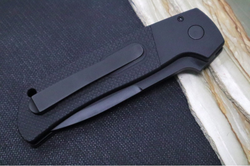 Pro Tech Terzuloa ATCF Operator Auto - Black Aluminum Handle & Textured Black G-10 Inlays / Tritium Push Button / Black DLC Drop Point Blade / CPM-Magnacut Steel BT2715-OPERATOR