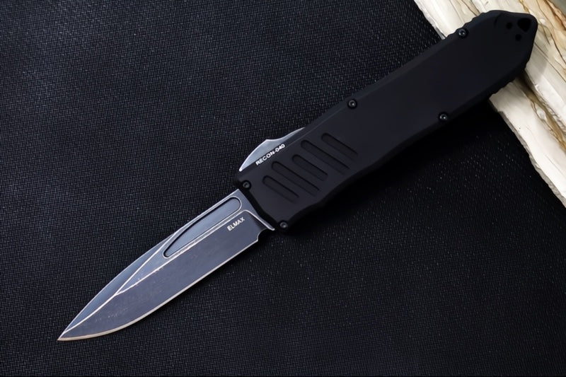 Guardian Tactical Recon 040 OTF - Drop Point / Dark Stonewashed Blade / Elmax Steel / Black Anodized Aluminum Handle 113611