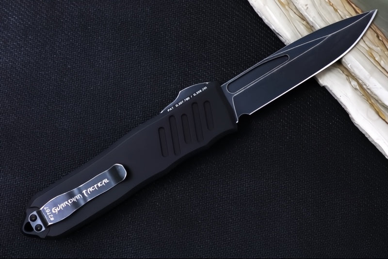 Guardian Tactical Recon 040 OTF - Drop Point / Dark Stonewashed Blade / Elmax Steel / Black Anodized Aluminum Handle 113611 - Northwest Knives