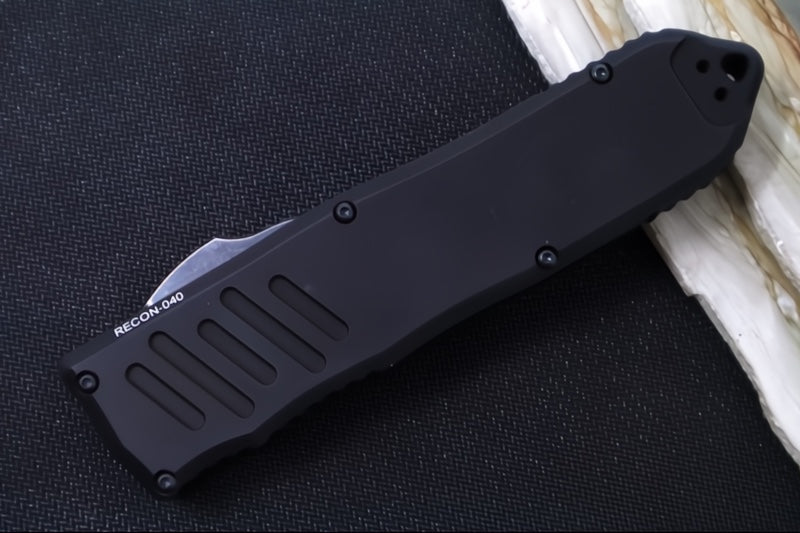 Guardian Tactical Recon 040 OTF - Drop Point / Dark Stonewashed Blade / Elmax Steel / Black Anodized Aluminum Handle 113611 - Northwest Knives
