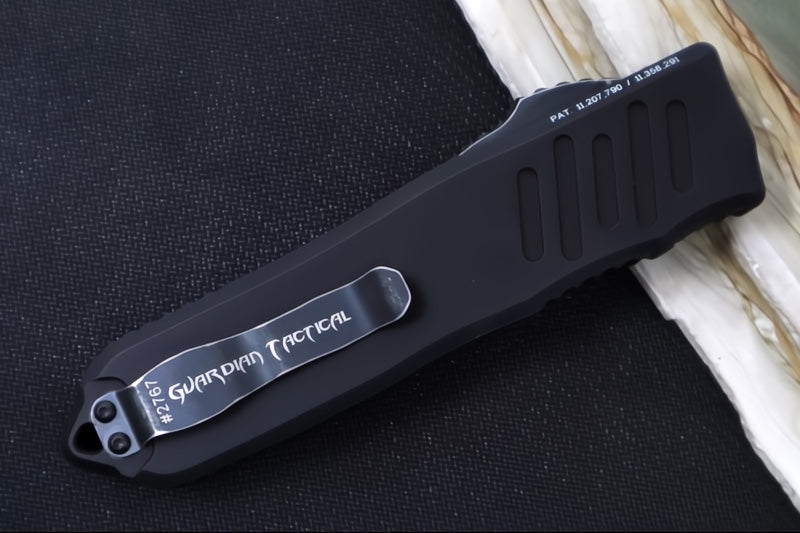 Guardian Tactical Recon 040 OTF - Drop Point / Dark Stonewashed Blade / Elmax Steel / Black Anodized Aluminum Handle 113611 - Northwest Knives