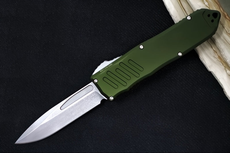 Guardian Tactical Recon 040 OTF - Stonewashed Finish / Elmax Steel / OD Green Anodized Aluminum Handle 118511 - Northwest Knives
