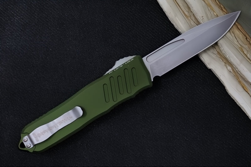 Guardian Tactical Recon 040 OTF - Stonewashed Finish / Elmax Steel / OD Green Anodized Aluminum Handle 118511 - Northwest Knives